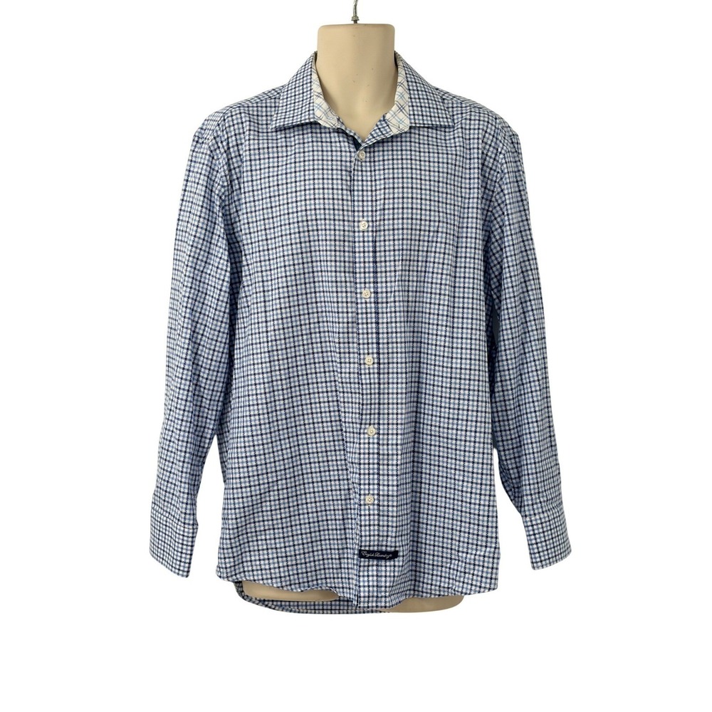 English Laundry Mens Blue Gingham Check Cotton Button Down Shirt 16.5 34/35